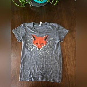 American Apparel Gray T-Shirt with Fox Design